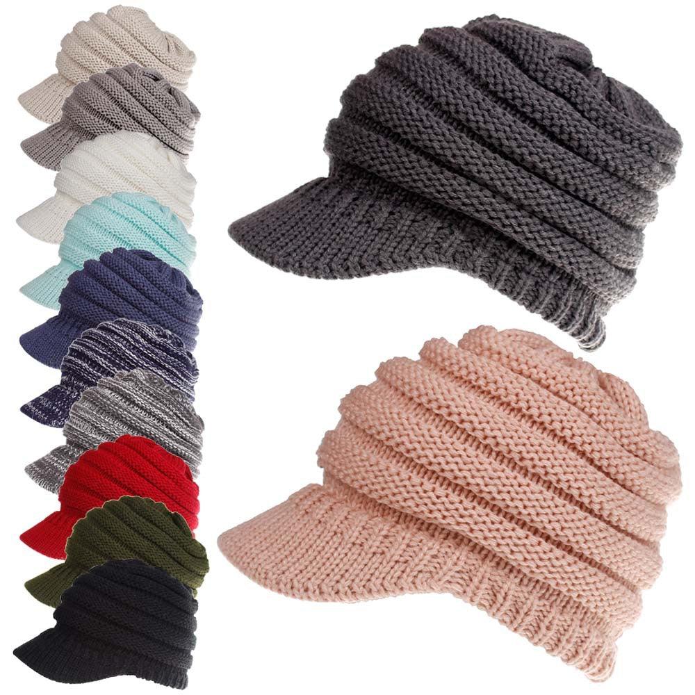 Knitted Baseball Cap Messy Bun Beanie Women Ponytail Beanies Autumn Winter Hats Female Soft Knitting Caps Warm Ladies Skullies - Afbeelding 3