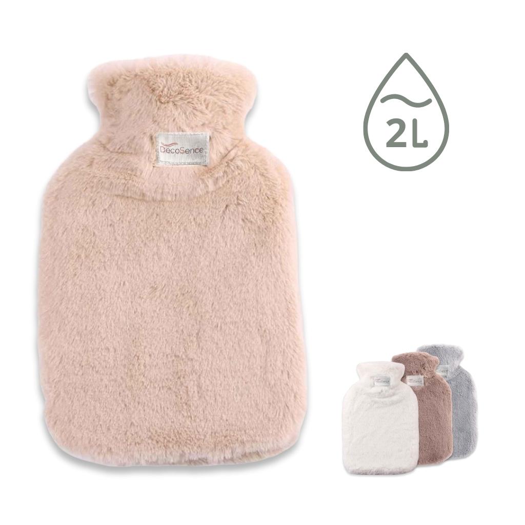 DecoSence® Kruik met Hoes – Warmwaterkruik 2 Liter – Beige