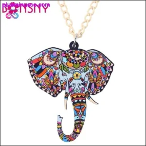 Acrylic Jungle Elephant Necklace and Pendant - Animal