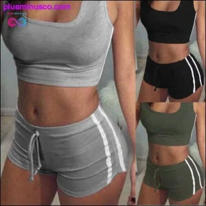 Fashion Women Sports Suit Crop Top+ Shorts Two-piece Outfit