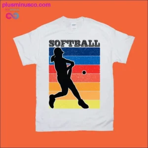 Vrouwelijke softbalster | Retro zonsondergang T-shirts