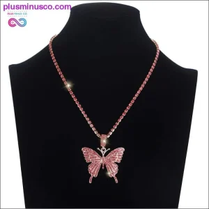 Iced Out butterfly necklace chain Bling Rhinestone pendant