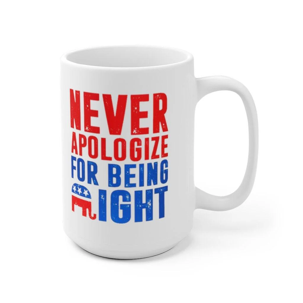 Republikeinse geschenken, Republikeinse olifant mok, verontschuldig je nooit voor je gelijk, cadeau voor Republikeinse, Republikeinse vader, conservatieve Patriot mok - Afbeelding 6