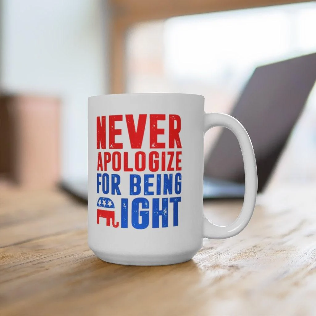 Republikeinse geschenken, Republikeinse olifant mok, verontschuldig je nooit voor je gelijk, cadeau voor Republikeinse, Republikeinse vader, conservatieve Patriot mok - Afbeelding 8