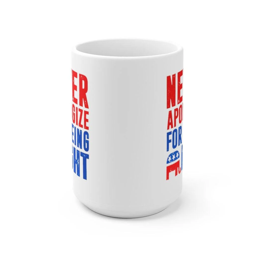 Republikeinse geschenken, Republikeinse olifant mok, verontschuldig je nooit voor je gelijk, cadeau voor Republikeinse, Republikeinse vader, conservatieve Patriot mok - Afbeelding 5