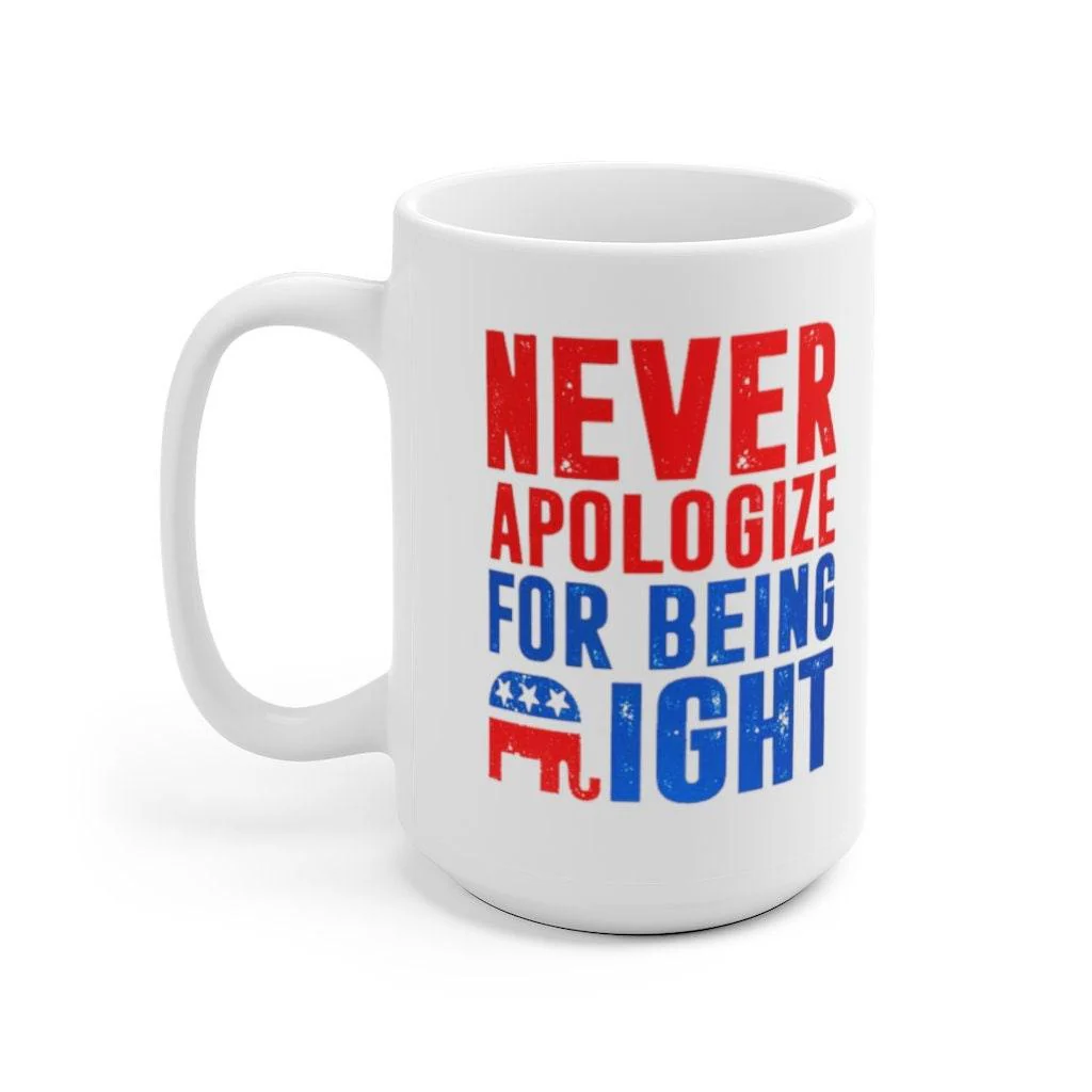 Republikeinse geschenken, Republikeinse olifant mok, verontschuldig je nooit voor je gelijk, cadeau voor Republikeinse, Republikeinse vader, conservatieve Patriot mok - Afbeelding 7