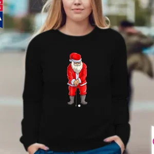 Golf Santa lange mouw, rode Santa Golfer Christmas Club Sport Gift, Golf Santa, Santa die Golf speelt, Golf Lover Christmas Gift,