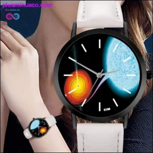 Lederen band analoog zonnestelsel horloge