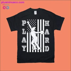 Speel hard | Damessoftbal | T-shirts met Amerikaanse vlag