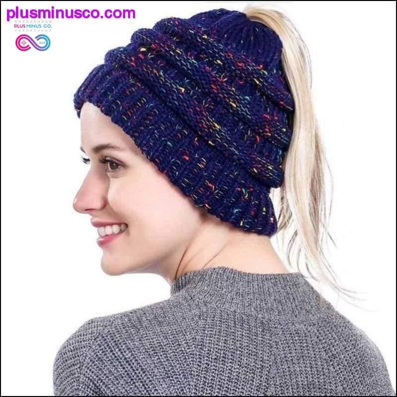 Ponytail Beanie Hat Winter Soft Knit Cap Casual Woolen - Afbeelding 5