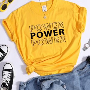 Power Print T-Shirts Trend Summer Comfortableclothes Short Sleeve Casual Oversized Tshirts Hip Hop Essential Women Tshirt